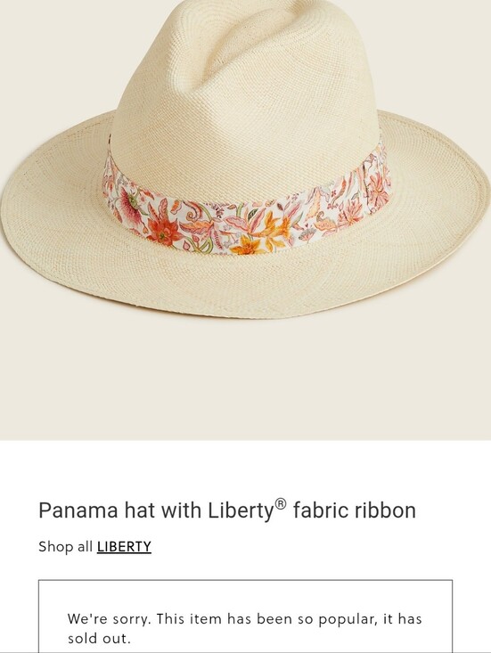 J.Crew Liberty® Genuine Panama Hat in Size SM-MED Natural Garden BNWT 1 Left!